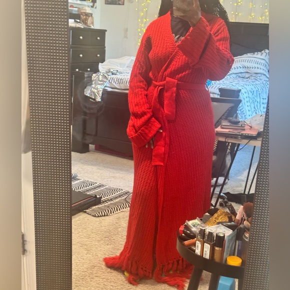 Hanifa Red Knit Maxi Cardigan - Picture 5 of 7